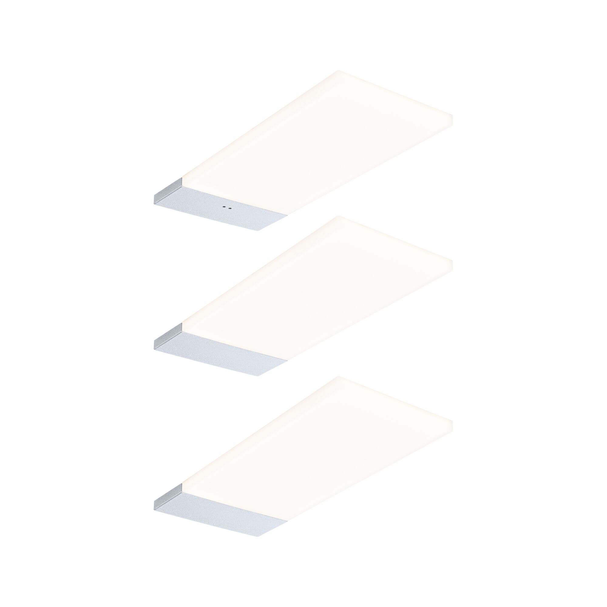 Éclairage sous-meubles LED Bredo Détecteur de proximité Kit de 3 3x2,5W 80x190mm 3x180lm 230/12V Argent Trois plafonniers LED blancs avec cadre en aluminium argenté pour éclairage intérieur moderne