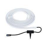 Bande lumineuse LED blanche avec câble noir et piquet pour éclairage extérieur polyvalent