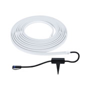 Bande lumineuse LED blanche avec câble noir et piquet pour éclairage extérieur polyvalent