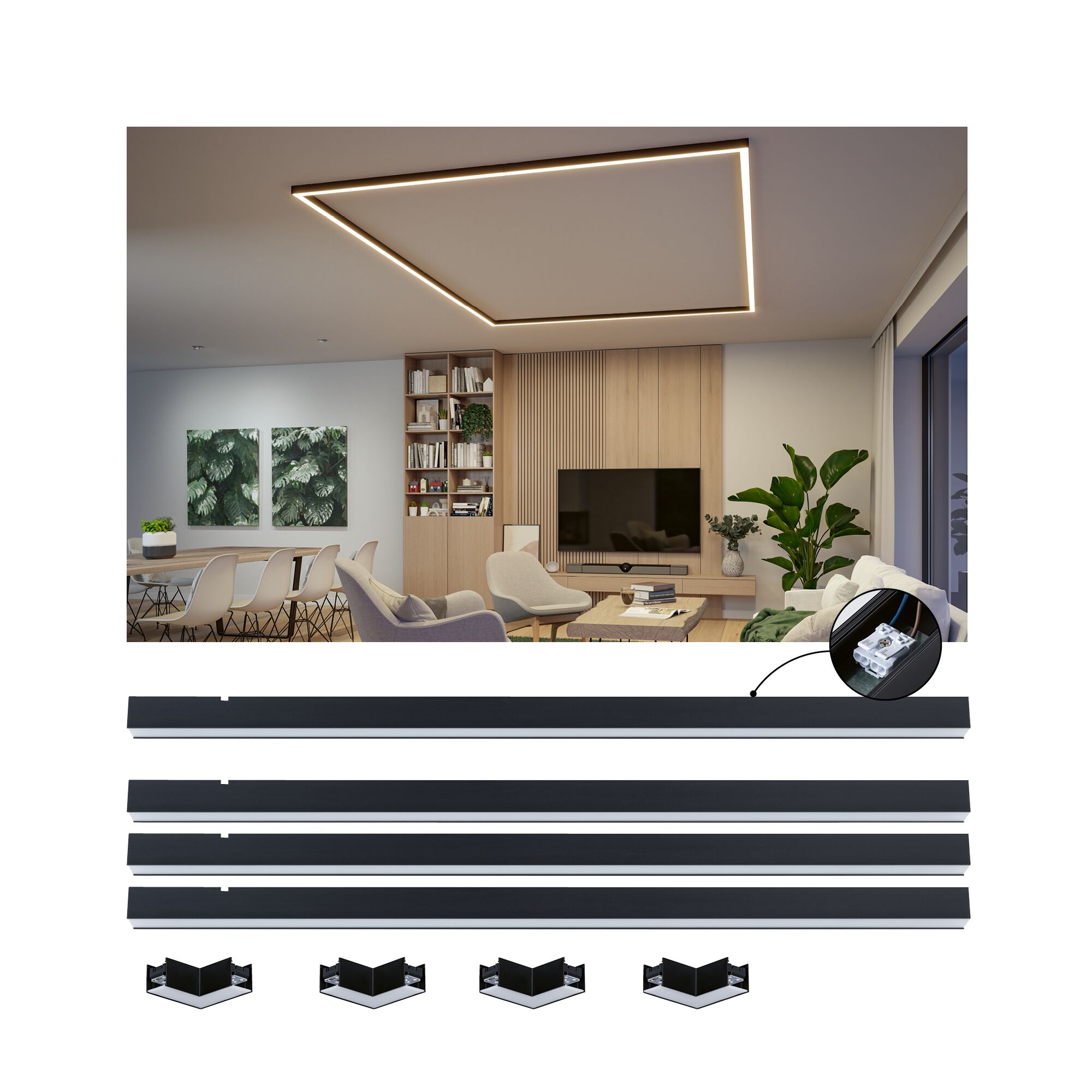Linion Lichtkanal Quader Komplettset 230/24V W 3000K Signalschwarz