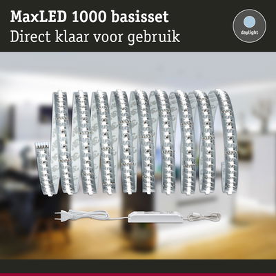 MaxLED 1000 LED-lichtstrip met voeding, wit daglichtkleur voor veelzijdige binnenverlichting