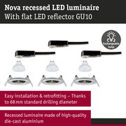 Nova recessed LED luminaire in die-cast aluminium with GU10 LED socket and exchangeable lamp