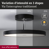 Plafonnier noir avec variation d'intensité en 3 étapes et lumière blanc chaud pour intérieur