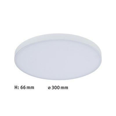 Ronde witte LED-plafondlamp van kunststof, 300 mm diameter en 66 mm hoogte, geschikt voor woonruimtes