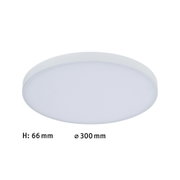 Round white LED ceiling light with 66 mm height and 300 mm diameter for modern indoor lighting