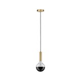 Suspension moderne avec globe en verre noir et support en métal doré pour un éclairage élégant