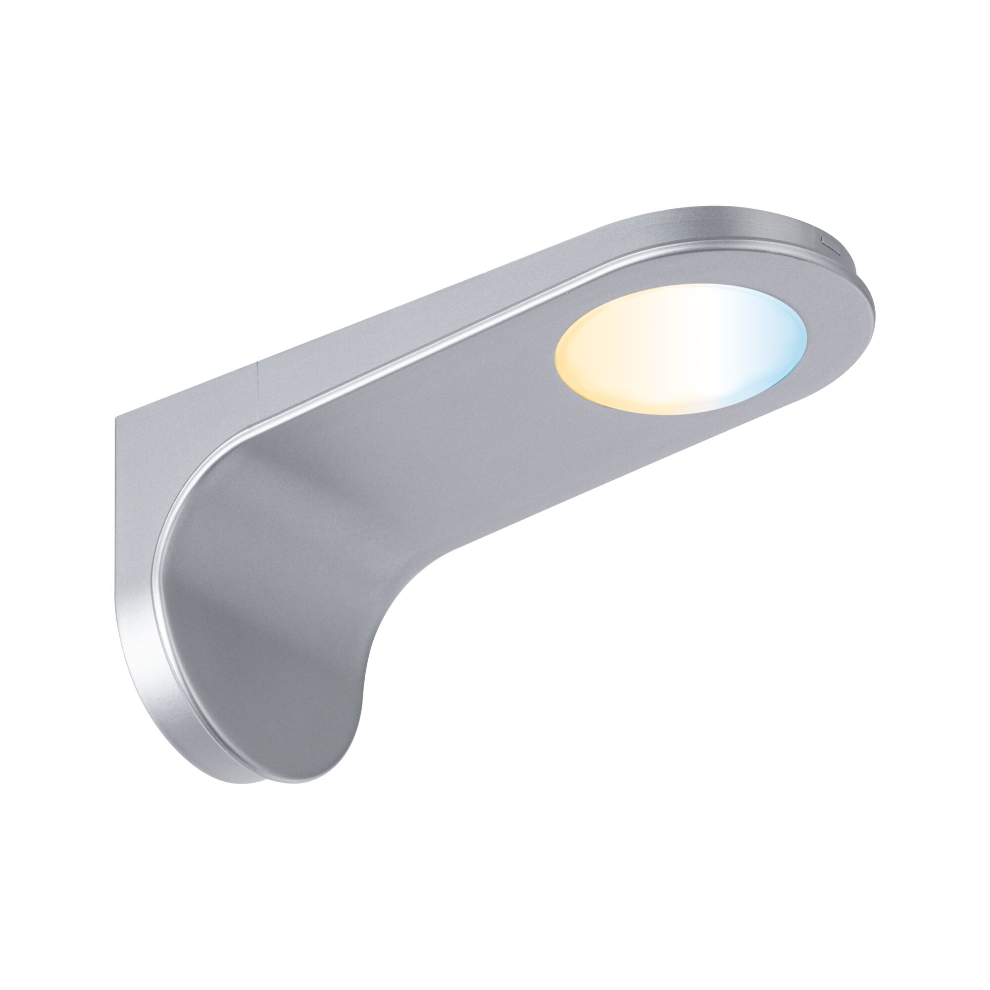 Moderne zilveren metalen LED-wandlamp met warm en koel wit licht voor woonruimtes
