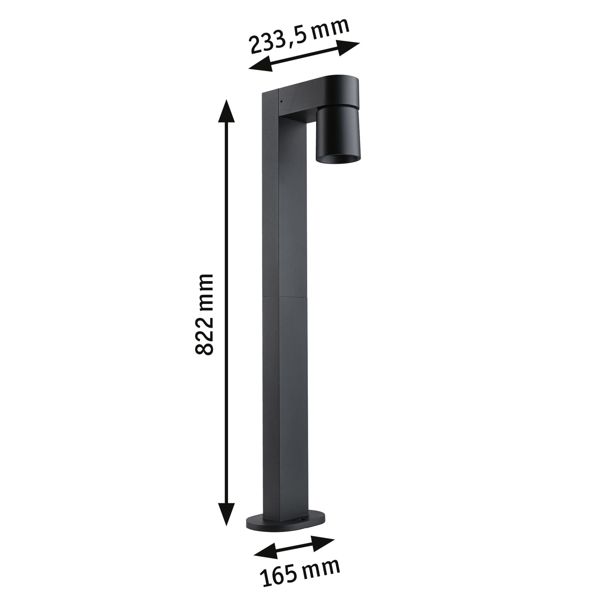 Schwarze Aluminium-Außenleuchte mit Maßen 822x233,5x165 mm für Gartenbeleuchtung