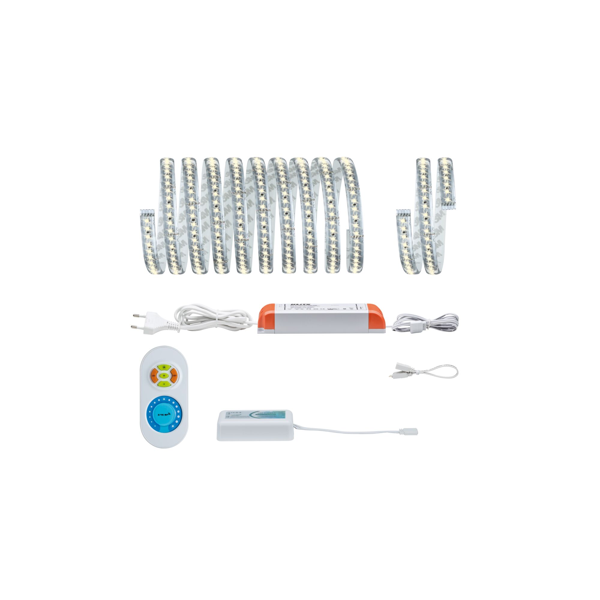 Bande LED flexible blanche avec télécommande et alimentation pour solutions d'éclairage variées