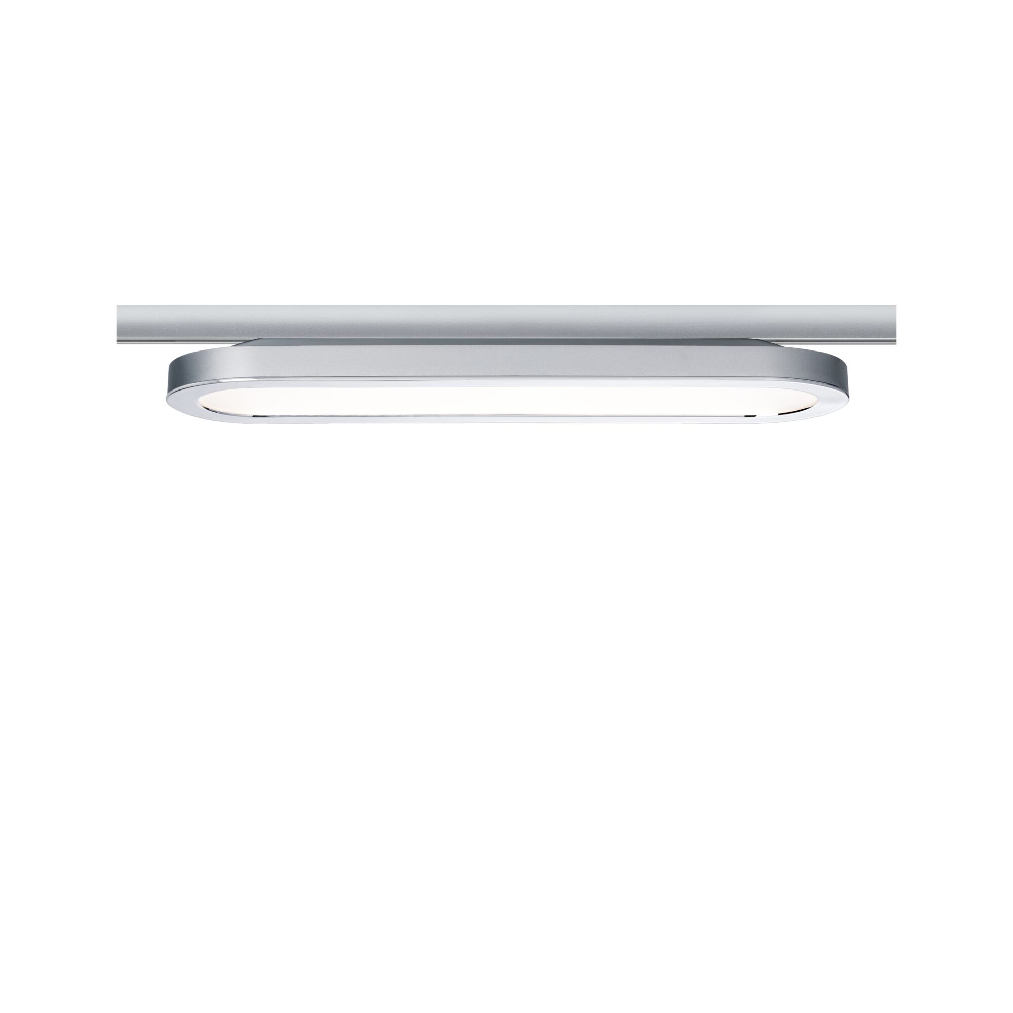 Schlanke LED-Deckenleuchte in Aluminium silber mit weißem Diffusor für moderne Raumbeleuchtung