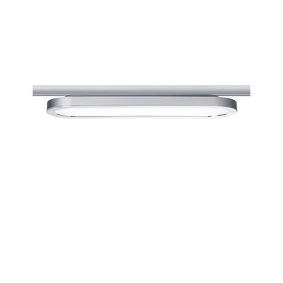 Schlanke LED-Deckenleuchte in Aluminium silber mit weißem Diffusor für moderne Raumbeleuchtung