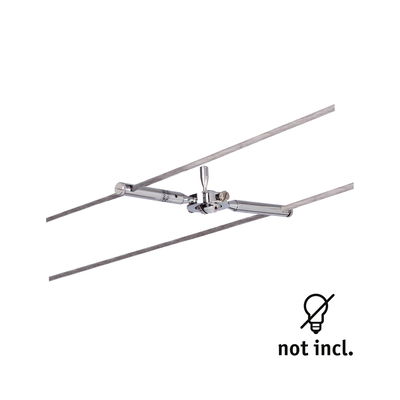 Chrome metal cable tensioner for wire lighting systems, suitable for fixtures without bulbs included