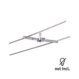 Chromfarbener Seilspanner aus Metall mit zwei Stahlseilen für flexible Beleuchtungssysteme