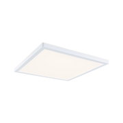 Modern square white LED ceiling panel with warm white light for living spaces