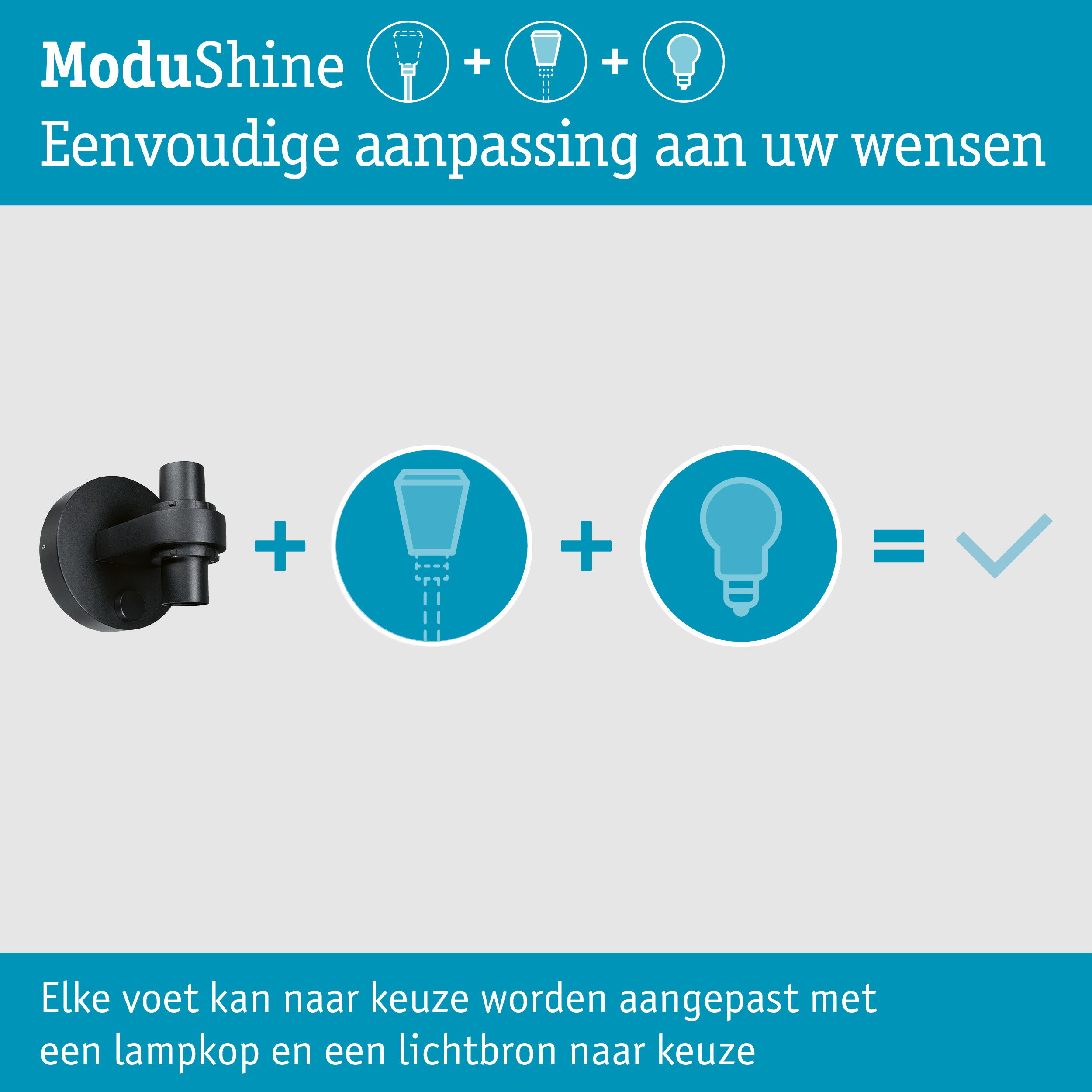 ModuShine Wandbevestiging Dubbele lichtuitgang IP44 rond Antraciet