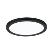 Round LED ceiling light with black metal frame and white diffuser for modern indoor lighting