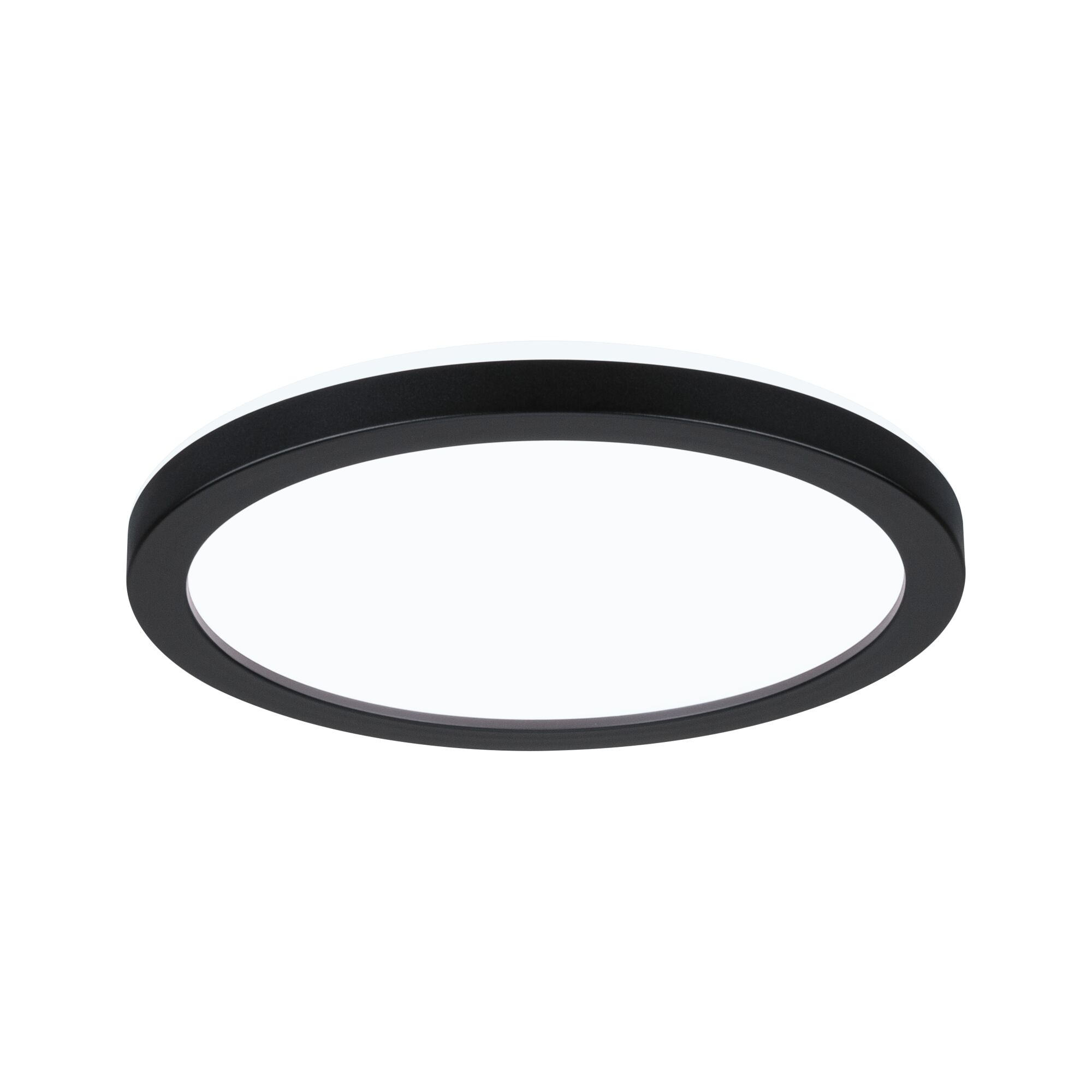 Rundes LED-Deckenlicht mit schwarzem Metallrahmen und weißem Diffusor für moderne Innenbeleuchtung