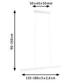 Suspension LED blanche avec longueur réglable 132-180 cm et design minimaliste pour un éclairage moderne.