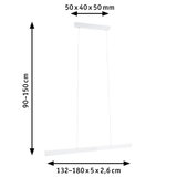 Suspension LED blanche avec longueur réglable 132-180 cm et design minimaliste pour un éclairage moderne.