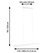 Suspension LED blanche avec longueur réglable 132-180 cm et dimensions compactes 50x40x50 mm