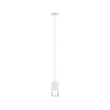 Suspension moderne blanche en métal avec verre transparent et LED blanc chaud pour intérieur