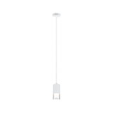 Modern white metal pendant light with clear glass and warm white LED for living spaces