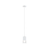 Modern white metal pendant light with clear glass and warm white LED for living spaces