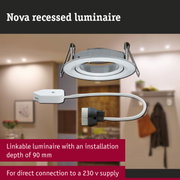 Nova recessed luminaire in white metal with cable for direct 230 V power connection