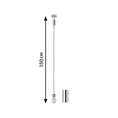 150 cm lange zilveren kabel met lampfitting en chromen huls voor LED-verlichting