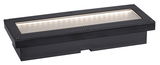 Rectangular black LED recessed floor light with glass cover and metal frame for outdoor lighting