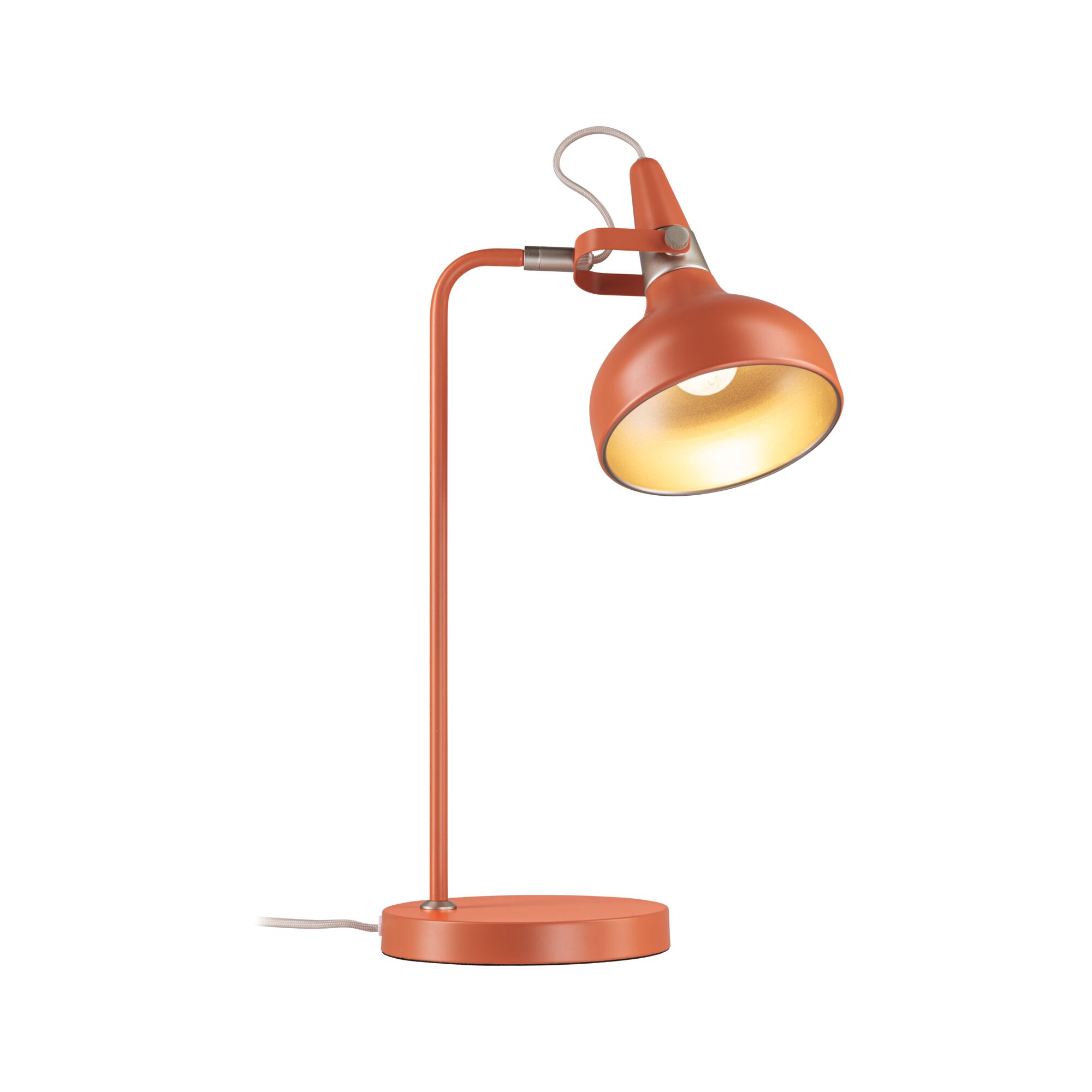 Table lamp Juna Style E14 max. 20W Peach Metal Modern orange metal desk lamp with adjustable shade for focused workspace lighting