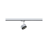 Modern silver metal LED spotlight on track system for flexible lighting solutions
