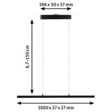 Schwarze LED-Pendelleuchte aus Metall mit verstellbarer Höhe und schlankem Design für moderne Beleuchtung