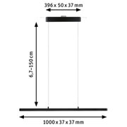 Schwarze LED-Pendelleuchte aus Metall mit verstellbarer Höhe und schlankem Design für moderne Beleuchtung