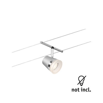 Modern silver metal cable spotlight with LED lamp, bulb not included, indoor lighting solution