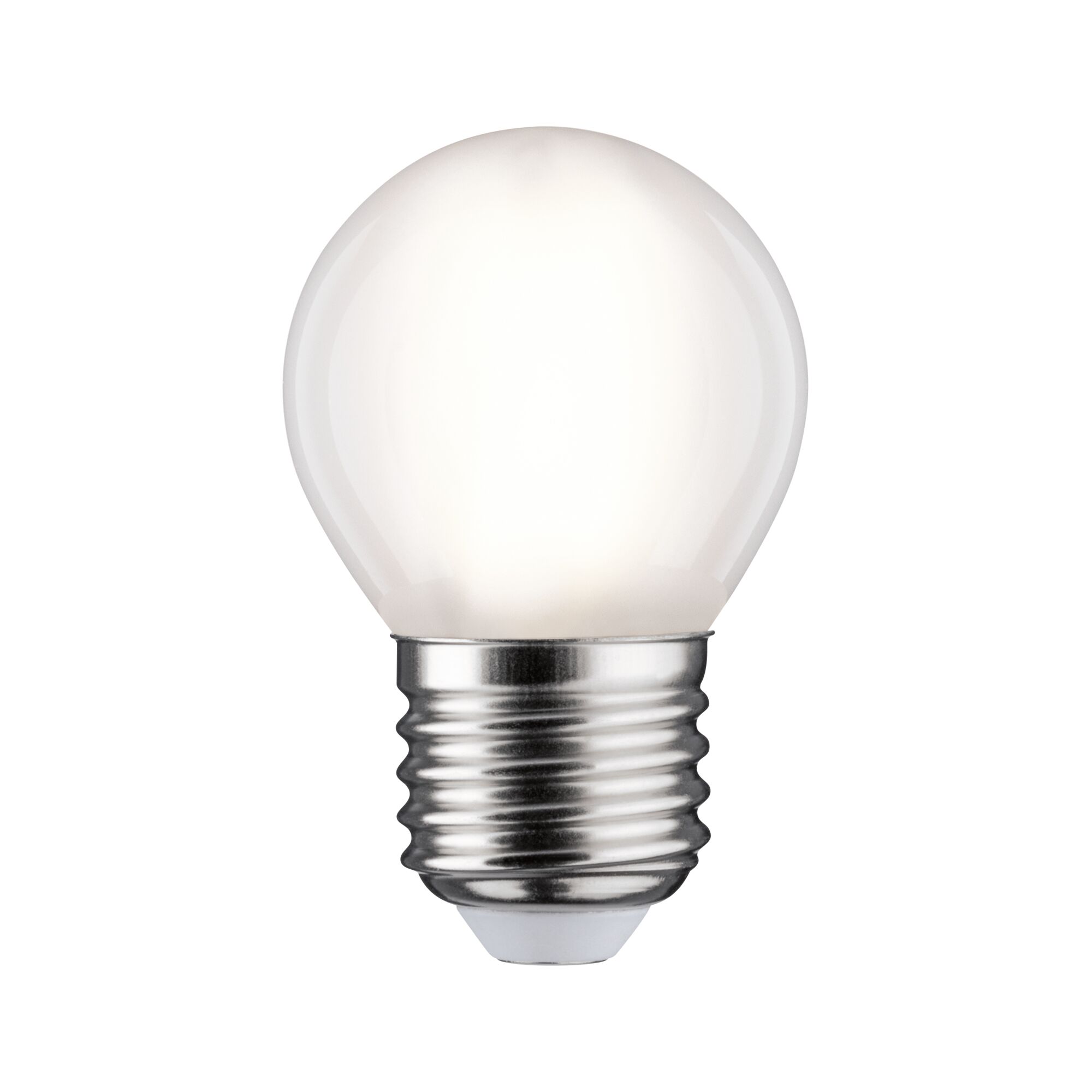 Kleine matte LED-Glühbirne mit E27-Fassung in Weiß für energiesparende Beleuchtung