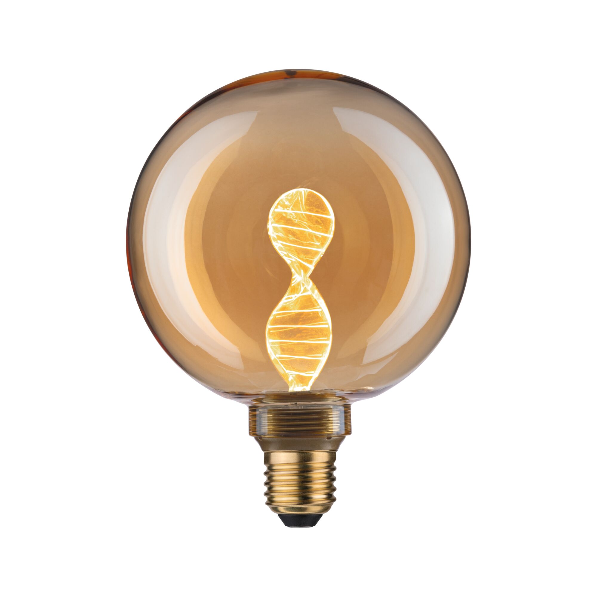 Inner Glow Edition LED Globe Helix E27 230V 180lm 3,5W 1800K Gold Runde LED-Glühbirne mit gedrehtem Filament in Bernsteinfarben für dekorative Beleuchtung