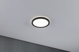 Round LED ceiling light with black frame and warm white light for modern interiors