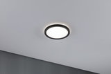 Runde LED-Deckenleuchte mit schwarzem Rahmen und warmweißem Licht für moderne Innenräume