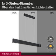 Schwarze LED-Hängeleuchte mit 3-Stufen-Dimmfunktion und Memory-Effekt für warmweißes Licht