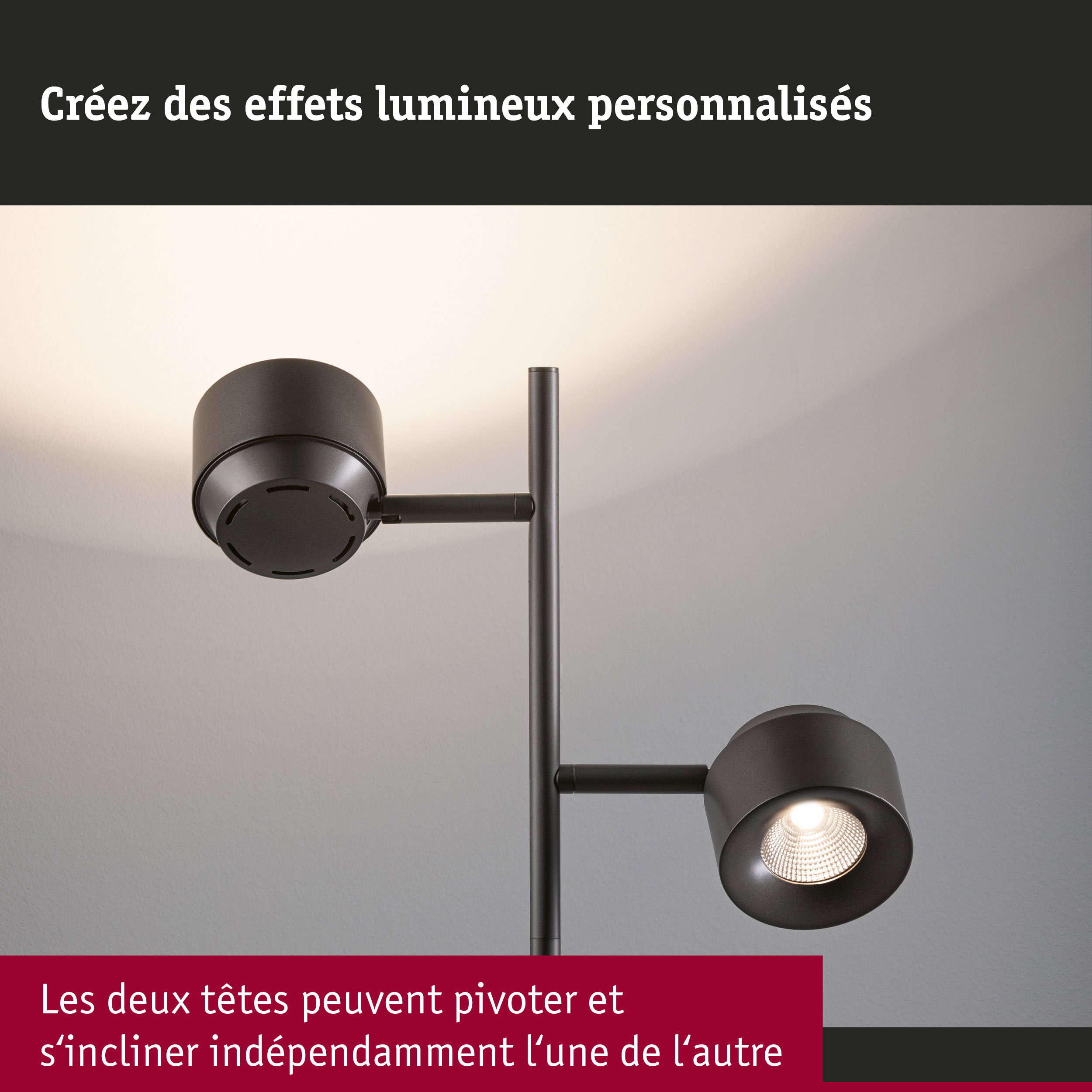Lampadaire LED Pane 2700K 2x315lm 2x2,2W Titanium