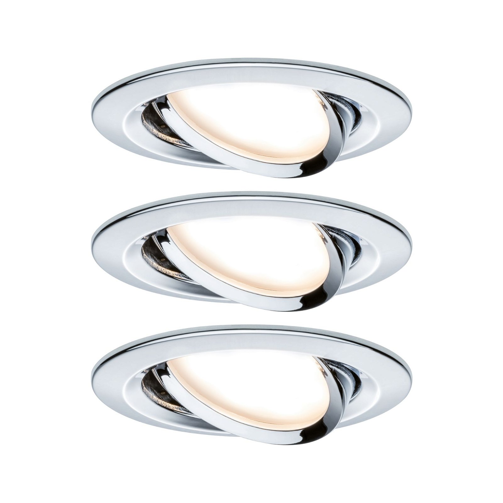LED-inbouwlamp Nova Coin Basisset zwenkbaar rond 84mm 50° Coin 3x6W 3x470lm 230V 2700K Chroom