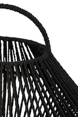 Black woven lampshade with open design for decorative LED lighting in modern interiors