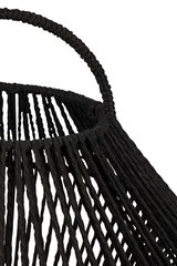 Black woven lampshade with open design for decorative LED lighting in modern interiors