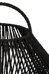 Black woven lampshade with open design for decorative LED lighting in modern interiors