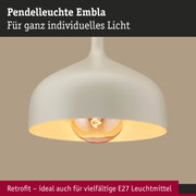 Pendelleuchte Embla aus cremeweißem Metall mit warmem Licht und E27 Fassung für vielseitige Leuchtmittel