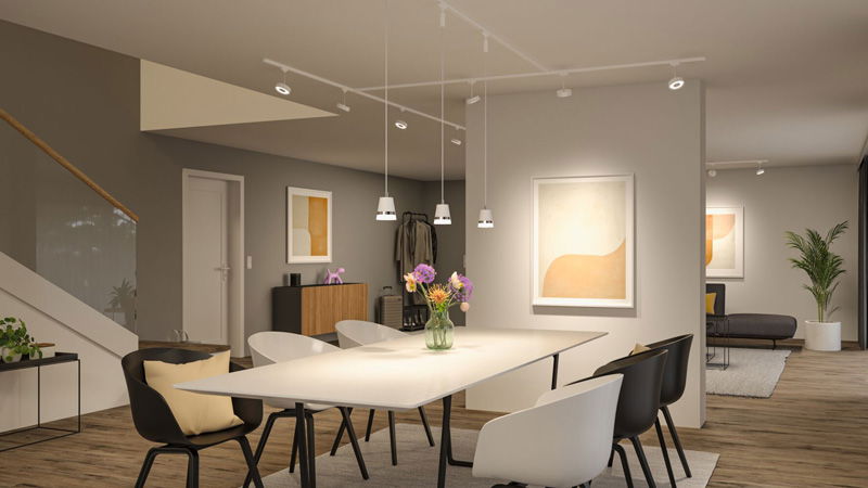 Moderne witte LED-plafondspot met verstelbare koppen voor veelzijdige verlichting