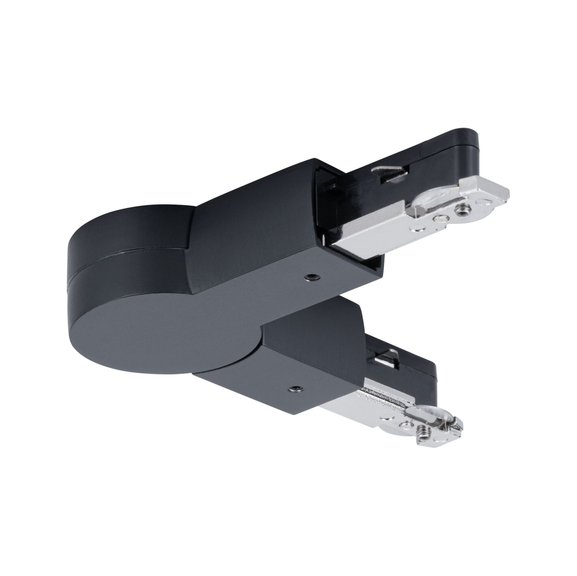 Schwarzer LED-Schienenverbinder aus Metall für flexible Lichtsysteme im Innenbereich