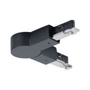 Czarny plastikowy adapter z metalowym złączem do oświetlenia szynowego LED, nowoczesny styl