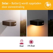 Zwarte solar buitenwandlamp met bewegingssensor, energiezuinig en weerbestendig voor tuinverlichting